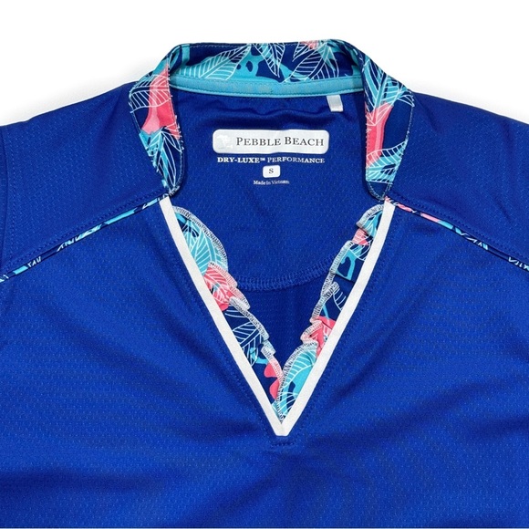 {Pebble Beach} Sleeveless V-Neck Ruffle Collar Athletic Golf Tank Top - Picture 3 of 4